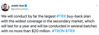 Tron buy back announcement