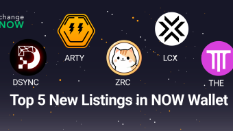 Top 5 New Listings in NOW Wallet: DSYNC, ARTY, ZRC, LCX, and THE