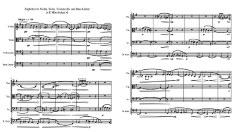 Fughetta for Violin, Viola, Violoncello, and Bass Guitar in E Mixolydian ♭6 [Philip Daniel; 2017]
