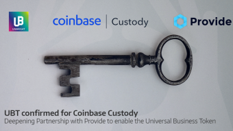 UBT confirmed for Coinbase Custody — Deepening Partnership with Provide to enable the Universal Business Token