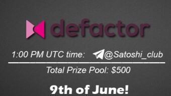 Join the AMA of Satoshi Club x Defactor. Rewards: 500 USDT, June 9th.