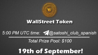Join the AMA of Satoshi Club x WallStreet Token Spanish. Rewards: 100 USDT, September 19th.