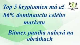 TOP5 Kryptomien má 86% dominanciu marketu.