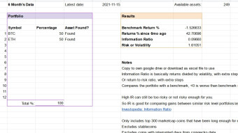 "Rate My Portfolio" the Google Sheet. Uses Risk Adjusted Return (Information Ratio)