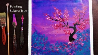 Video Painting Sakura Blossoms With Acrylic colors | How To Paint Easy