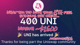 What you did with your 400 UNI, the "ETH fees stimulus pay check".
