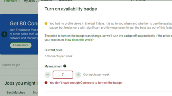 Upwork turn on availibility badge