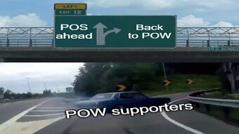Who is riding the POW boat?