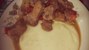 Foodbook #525 pork stew with Mashed Potatoes