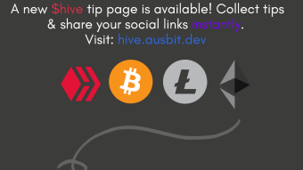 A new $hive tip page is available! Collect tips & share your social links instantly. Visit: hive.ausbit.dev