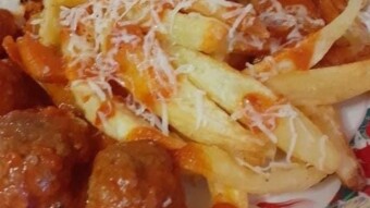 Foodbook #1150 tomato meatballs with French fries