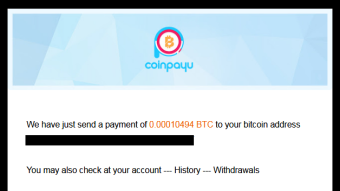 Payment received from CoinPayU + 0.00010494 BTC | total paid 0.00174326 BTC