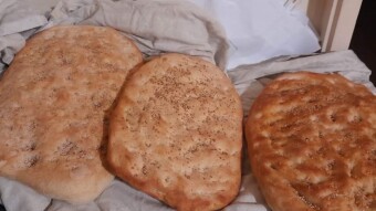 Foodbook #1224 traditional bread lagana today in Greece