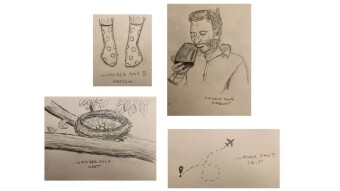 Inktober Days 6-9: Bouquet, Trip, Match, Nest