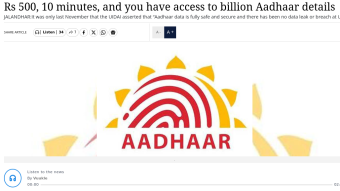 India's Digital Identity System Aadhaar Data Breached Again!