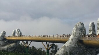 Golden Bridge "In the Hands of God" in Ba Na Hills Park, Danang.