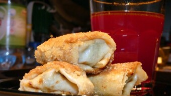 Croquettes with French pâté and red borscht