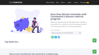 COINSWITCH KUBER EARN 5$ JOINING BONUS + 5$ PER REFERRAL IN BITCOIN +25% OF THIER REVENUE SHARE