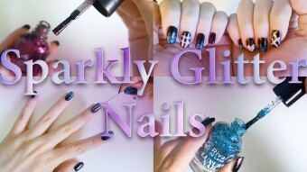 Sparkly Glitter Grid Pattern and Heart Nail Design Tutorial
