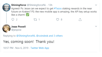 OKEx and Coinbase staking their Tezos as of today. Kraken announced to make Tezos staking possible soon.