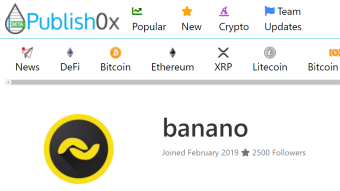 Official BananoJob #6: BANANO Airdrop to all Publish0x users (200k BAN)!