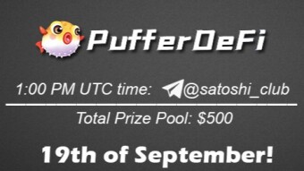 Join the AMA of Satoshi Club x PufferDefi. Rewards: 500 USDT, September 19th.