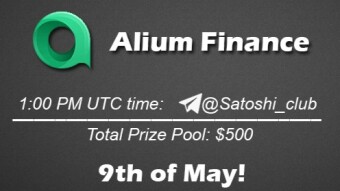Join the AMA of Satoshi Club x Alium Finance. Rewards: 500 USDT, May 9th.