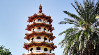 Colourful world of gods at Lotus Pond in Kaohsiung, Taiwan