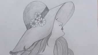 Sketch of a Beautiful Girl with Hat