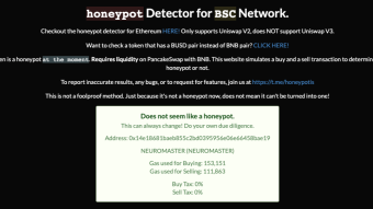 HONEYPOT Detector -  Binance Smart Chain - Check [NXR] Passed
