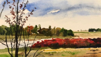 Watercolour from the kayak.
