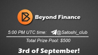 Join the AMA of Satoshi Club x Beyond. Rewards: 500 USDT, September 3rd.