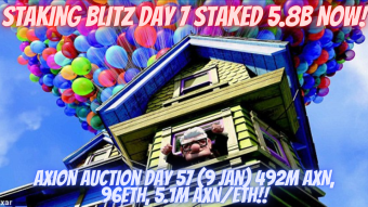 Axion Auction Day 57 (9 Jan) 492M AXN, 96ETH, 5.1M AXN/ETH! Staking Blitz Day 7 Staked 5.8B Now!