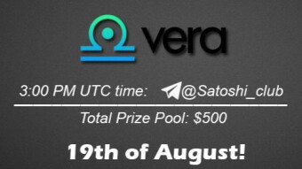 Join the AMA of Satoshi Club x Vera. Rewards: 500 USDT, August 19th.