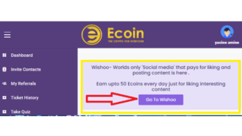 Wishoo new Ecoin project since 07/21/2020, sharing content that pays for liking.