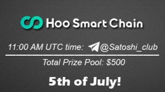 Join the AMA of Satoshi Club x Hoo Smart Chain. Rewards: 500 USDT, July 5th.
