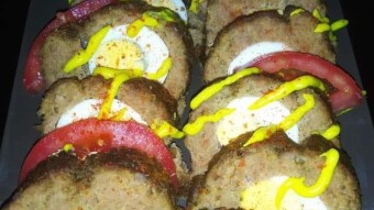 Foodbook #1034 minced meat with egg and bacon