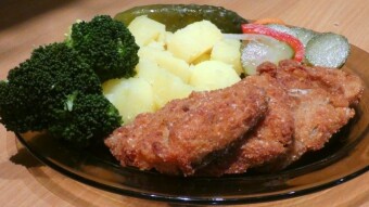 Parasol mushroom (Czubajka Kania) fried in oil a`la pork chop