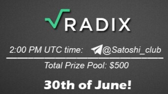 Join the AMA of Satoshi Club x Radix. Rewards: 500 USDT, June 30th.