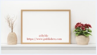 Interior horizontal poster and flowers design