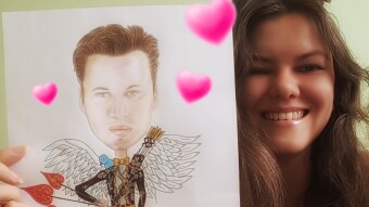 Cartoon of Kurt Braget as Cupid💘 Chirp Valentine's Day!