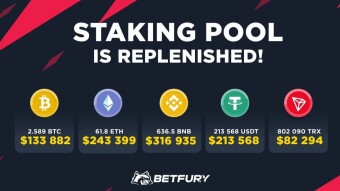 Betfury dividend pools replenished