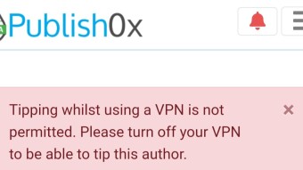 Publish0x error, it thinks I'm on a VPN.