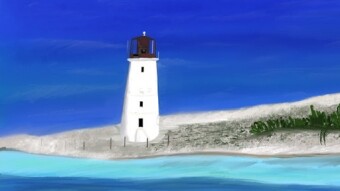 Paradise Island Lighthouse, Bahamas - Digital Drawing