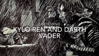 My Ink Sketch of Kylo Ren and Darth Vader