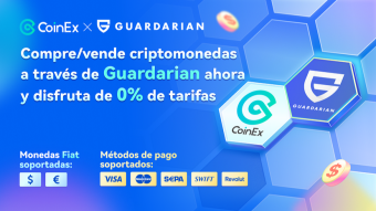 CoinEx & Guardarian lanzan promoción sin comisión: ¡Compra y vende criptomonedas en CoinEx a través de Guardarian con 0% de tarifa!