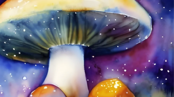 Rainbow watercolour mushrooms created by AI