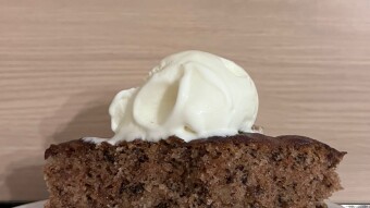 Foodbook #1054 karydopita with ice cream