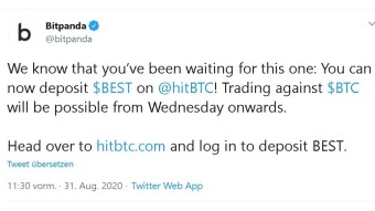 Bitpanda Ecosystem Token (BEST) added on HitBTC