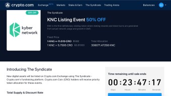 Crypto.com: The Syndicate Kyber Network #KNC Listing Event 50% off